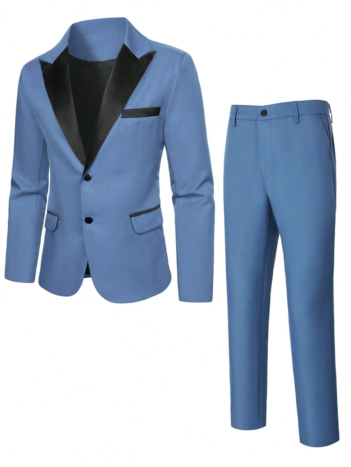 Calvornis Men's Contrast Color Lapel Blazer & Trousers Formal Suit Set Wedding Suit Formal, Ceremony