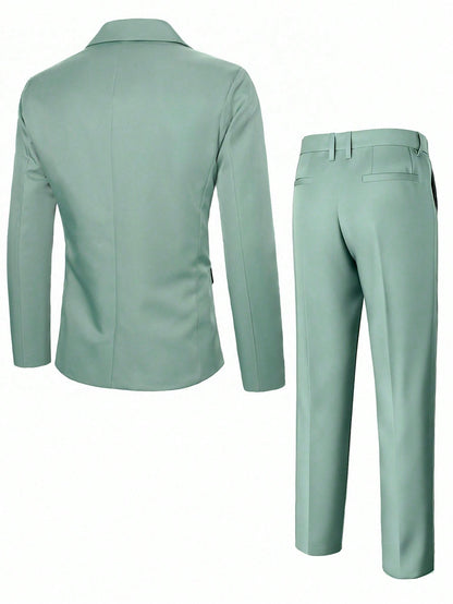 Calvornis Men's Contrast Color Lapel Blazer & Trousers Formal Suit Set Wedding Suit Formal, Ceremony