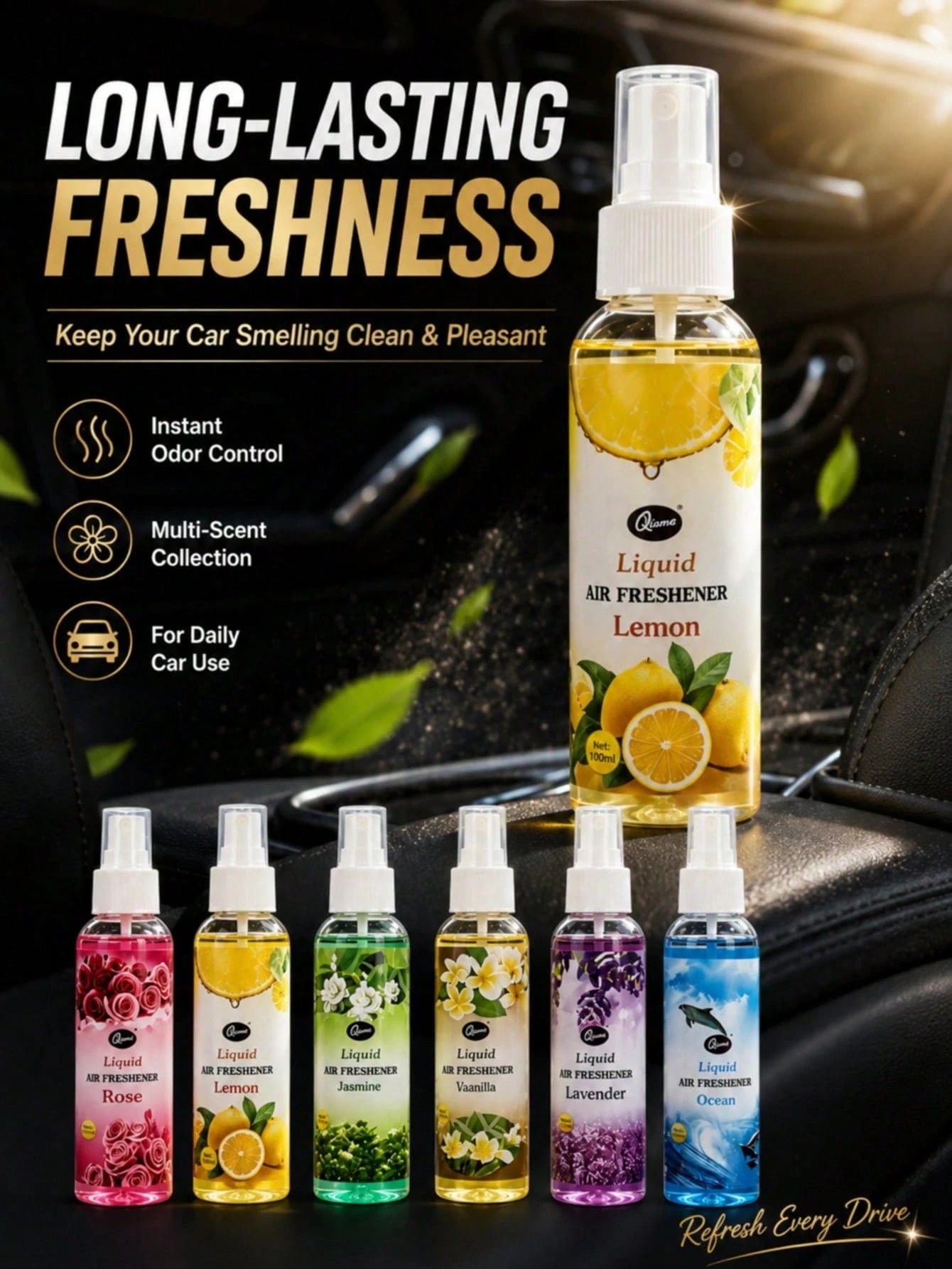 Car Air Freshener & Fabric Deodorizer Spray, Long-Lasting Smoke, Sweat, Pet Odor Removal, Car Perfume & Clothing Freshener, Cute Car Interior Accessory, Suitable For Men And Women, Travel Camping RV E