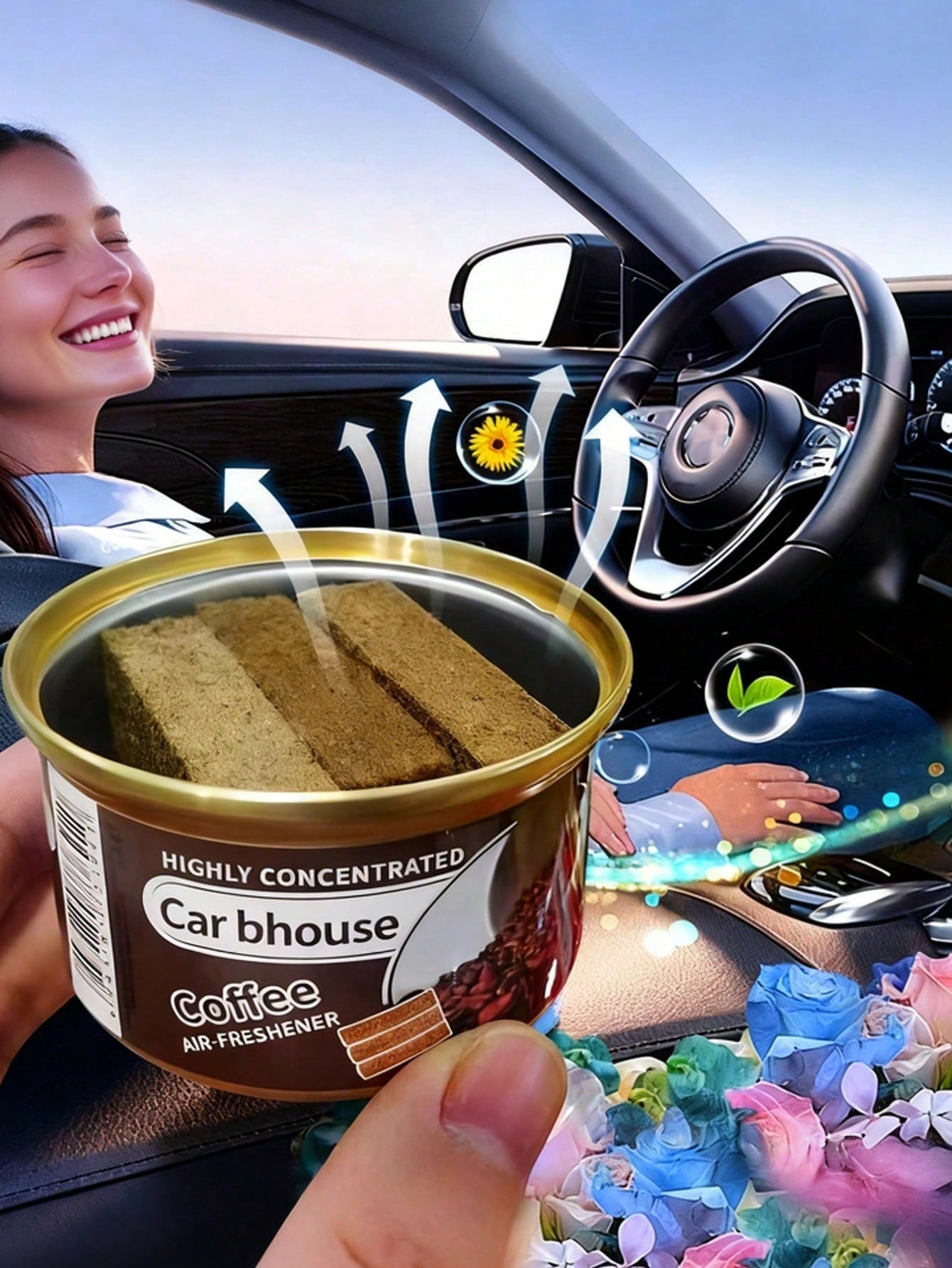Car Air Freshener, With A Lasting Fragrance Of 60 Days, Brings A Lasting Aroma Of Fruity And Floral Scents. It Is Suitable For Car Decoration, Bathrooms, And Removing Pet Odors. It Is Also Suitable Fo