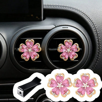 Car Air Vent Decor, Car Air Conditioning Vent Decor Clip, Rhinestone Floral Car Decoration