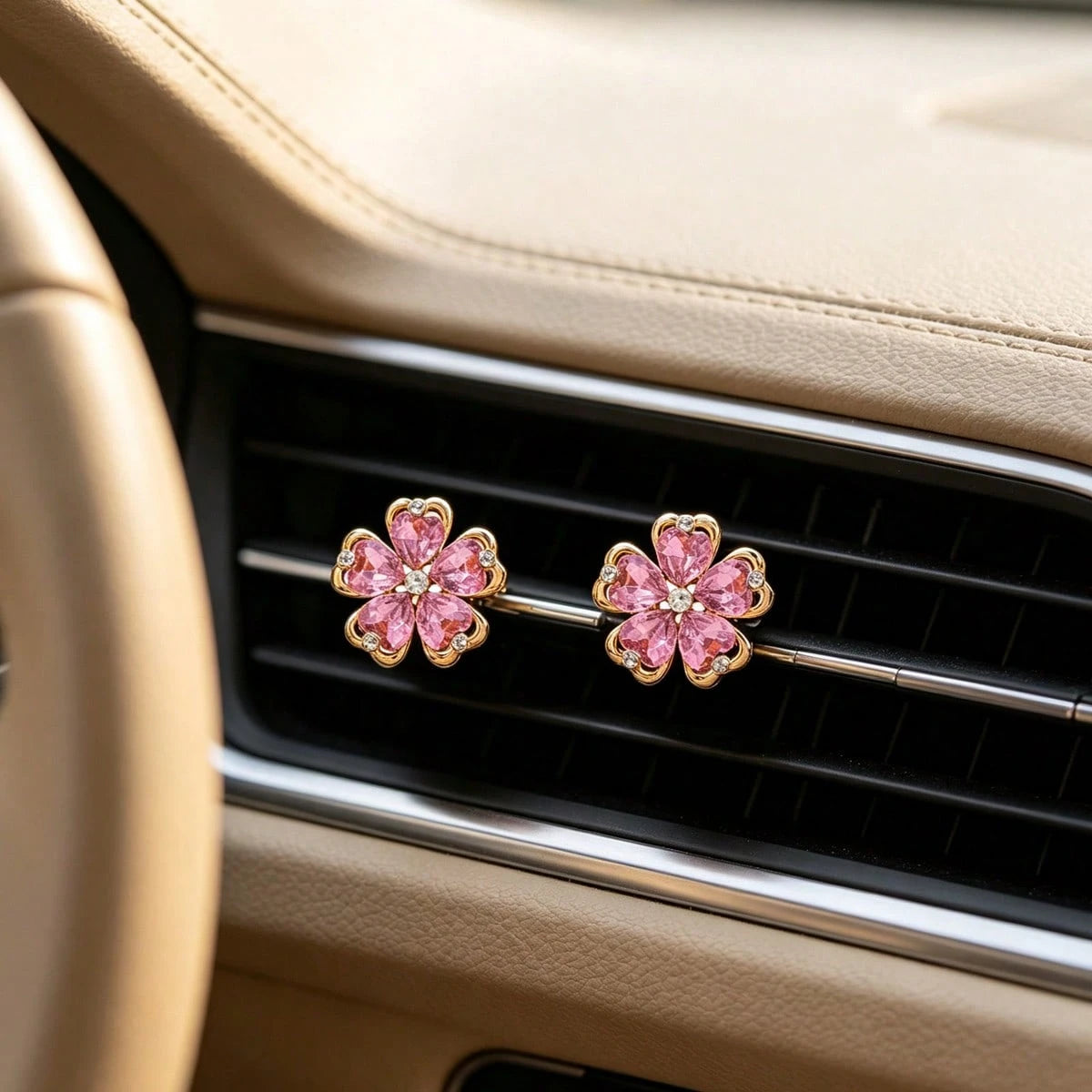 Car Air Vent Decor, Car Air Conditioning Vent Decor Clip, Rhinestone Floral Car Decoration