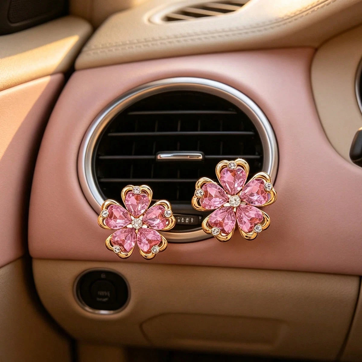 Car Air Vent Decor, Car Air Conditioning Vent Decor Clip, Rhinestone Floral Car Decoration