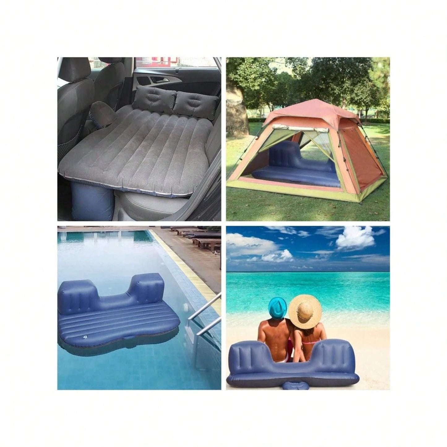 Car Bed- Camping Mattress For Car- Portable Travel Sleeping Bed Inflatable Mattress- Air Bed For Car Universal SUV Extended Air Couch With Two Air Pillows- Black