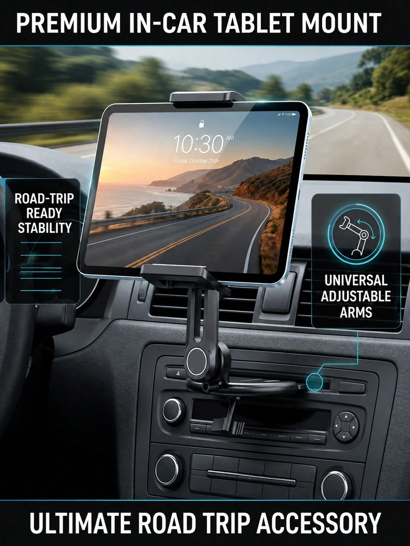 Car CD Slot Phone & Tablet Holder, 360° Rotating Adjustable Multi-Joint Arm Phone Mount, Universal Stable CD Player Slot Installation Base, Suitable For Smartphones, Mini Tablets Car Navigation Access