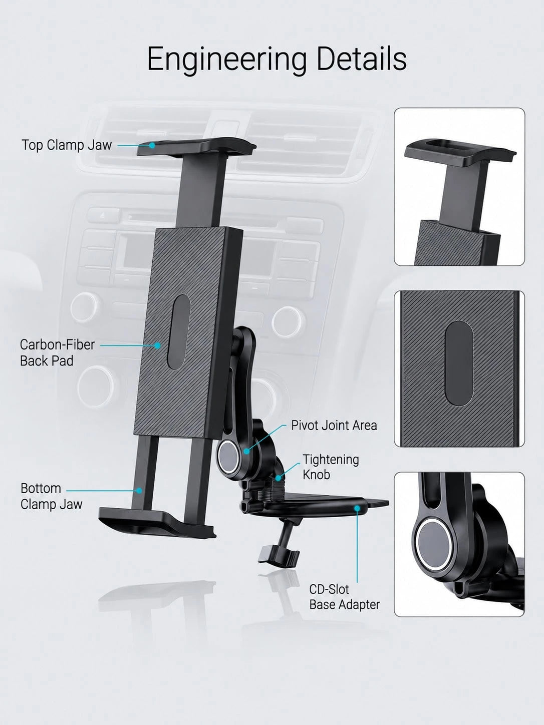Car CD Slot Phone & Tablet Holder, 360° Rotating Adjustable Multi-Joint Arm Phone Mount, Universal Stable CD Player Slot Installation Base, Suitable For Smartphones, Mini Tablets Car Navigation Access