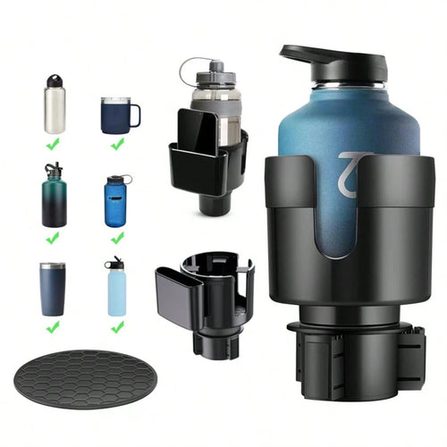 Car Cup Holder Expander, Cup Holder Extender For Car With Adjustable Base. Compatible With Large-Sized Insulated Bottles And Containers From 16 To 40 Ounces, With Diameters Between 3 To 3.9 Inches.