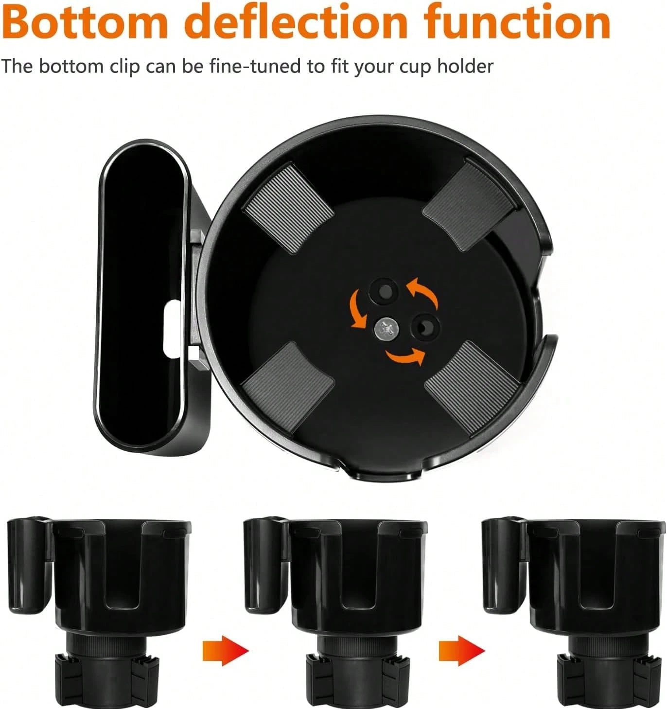 Car Cup Holder Expander, Cup Holder Extender For Car With Adjustable Base. Compatible With Large-Sized Insulated Bottles And Containers From 16 To 40 Ounces, With Diameters Between 3 To 3.9 Inches.