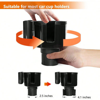 Car Cup Holder Expander, Cup Holder Extender For Car With Adjustable Base. Compatible With Large-Sized Insulated Bottles And Containers From 16 To 40 Ounces, With Diameters Between 3 To 3.9 Inches.