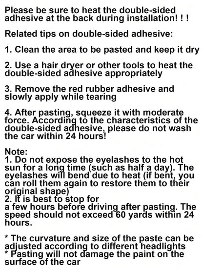 Car Eyelashes Car False Eyelashes Car Stickers Car Headlight Eyebrow Stickers 2 Pieces Set