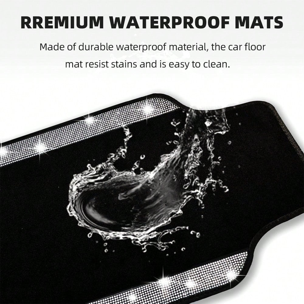 Car Floor Mats Full Set, Universal Fit Most Cars, SUV, Trucks, 4pcs Sparkle Glitter Artificial Diamond Carpet For Women Girls With Anti-Slip Pad(Note: This Product Is A Simulated Diamond Patch And Doe