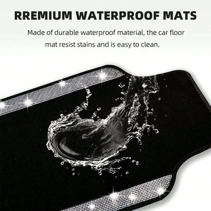 Car Floor Mats Full Set, Universal Fit Most Cars, SUV, Trucks, 4pcs Sparkle Glitter Artificial Diamond Carpet For Women Girls With Anti-Slip Pad(Note: This Product Is A Simulated Diamond Patch And Doe