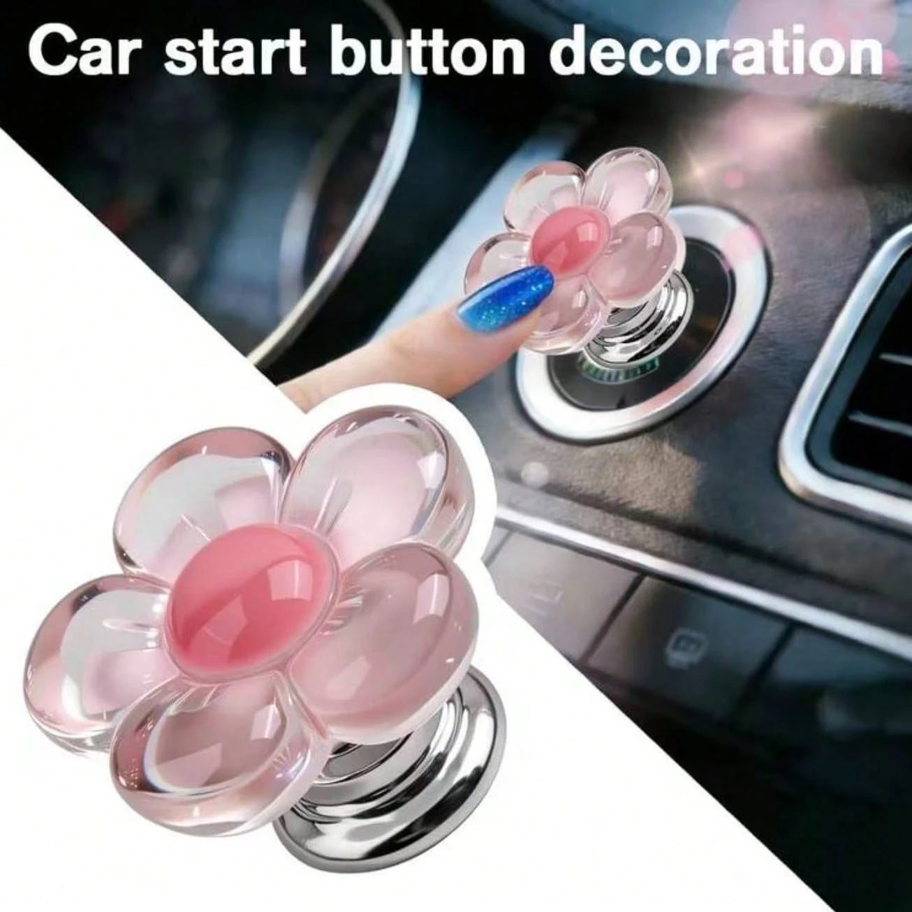 Car Interior Fresh Flower Start Button Decoration