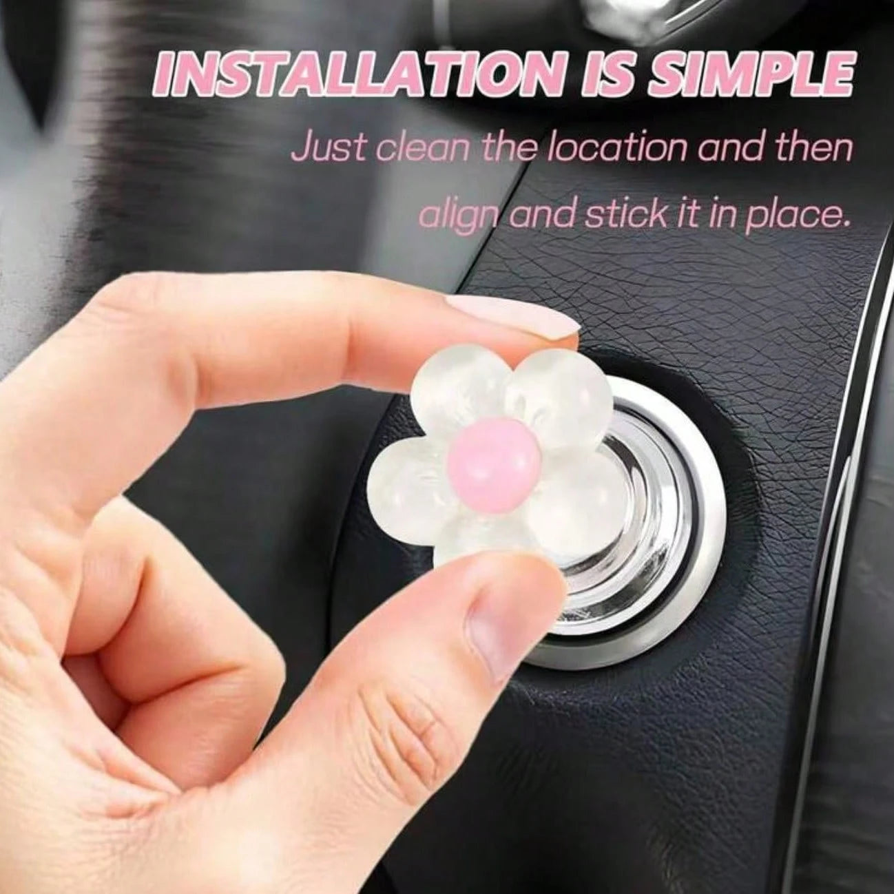 Car Interior Fresh Flower Start Button Decoration