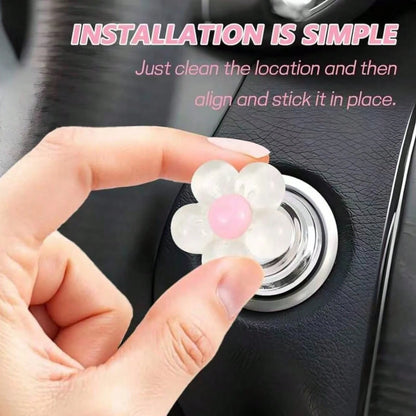 Car Interior Fresh Flower Start Button Decoration