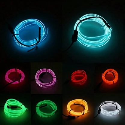 Car LED Strip Lights Interior Ambient Glow For Cars, Trucks, SUVs- USB 5VMulti-Color Neon EL Wire With FuseProtection,Waterproof Flexible Automotive MoodLighting For Dashboard, Footwell, Cup Holder