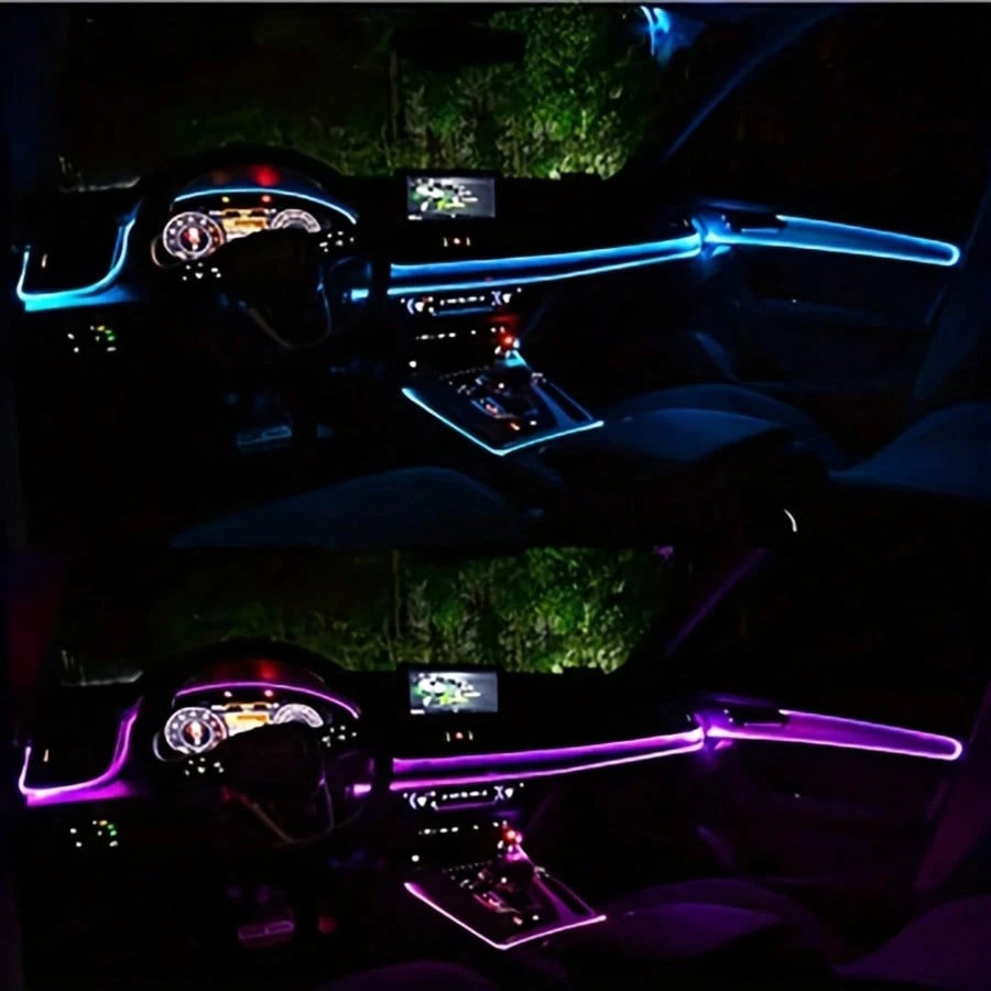 Car LED Strip Lights Interior Ambient Glow For Cars, Trucks, SUVs- USB 5VMulti-Color Neon EL Wire With FuseProtection,Waterproof Flexible Automotive MoodLighting For Dashboard, Footwell, Cup Holder