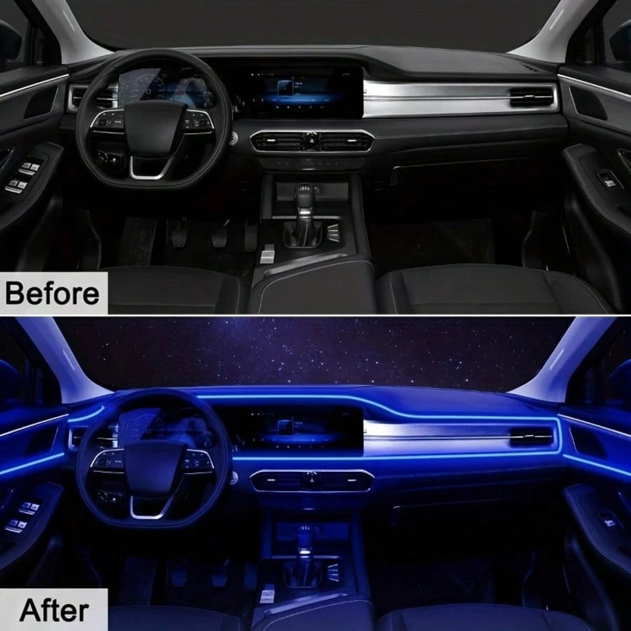 Car LED Strip Lights Interior Ambient Glow For Cars, Trucks, SUVs- USB 5VMulti-Color Neon EL Wire With FuseProtection,Waterproof Flexible Automotive MoodLighting For Dashboard, Footwell, Cup Holder