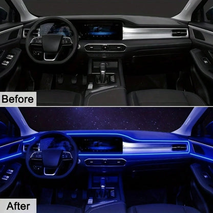 Car LED Strip Lights Interior Ambient Glow For Cars, Trucks, SUVs- USB 5VMulti-Color Neon EL Wire With FuseProtection,Waterproof Flexible Automotive MoodLighting For Dashboard, Footwell, Cup Holder