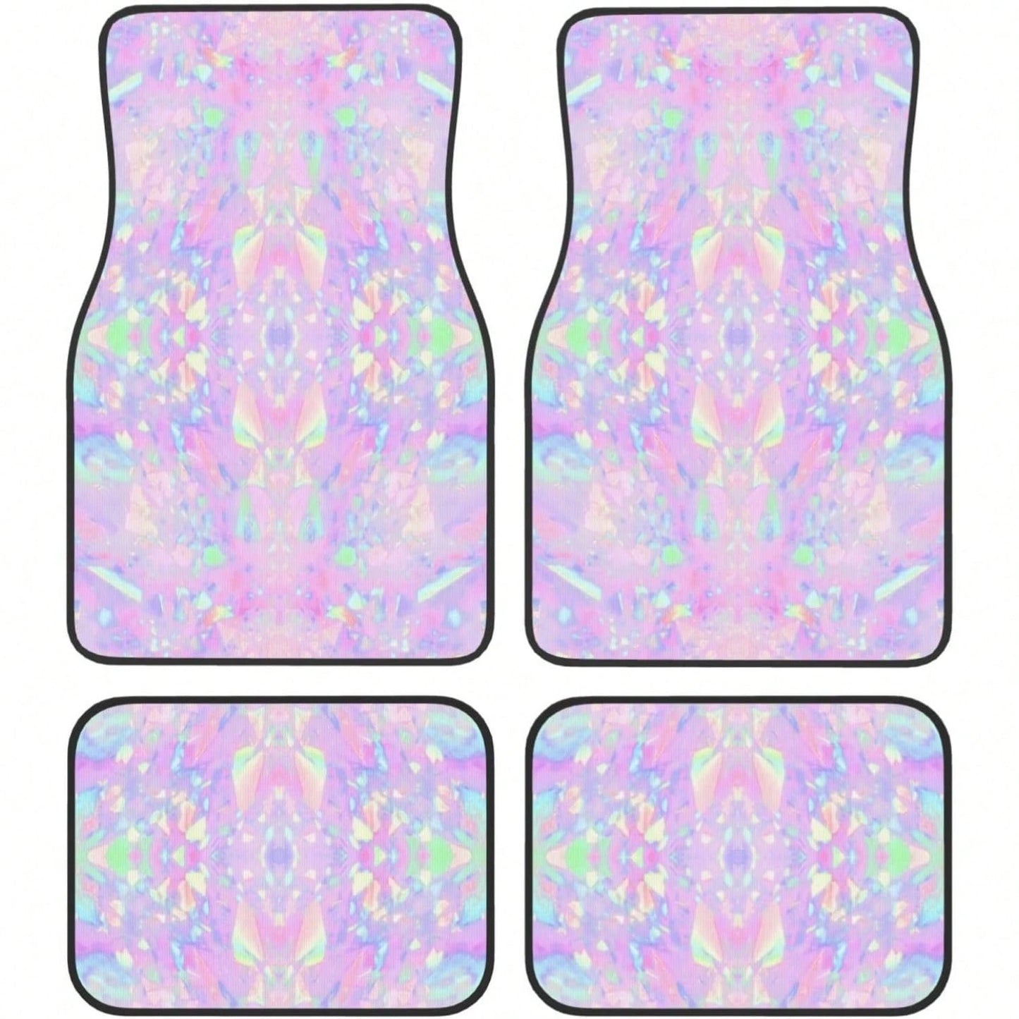 Car Mats Set Of 4 Iridescent Rainbow Opal Dripping Glitter-1 Floor Mats For Cars Universal Front Rear Vehicle Rugs Auto Accessories For Truck Sedan