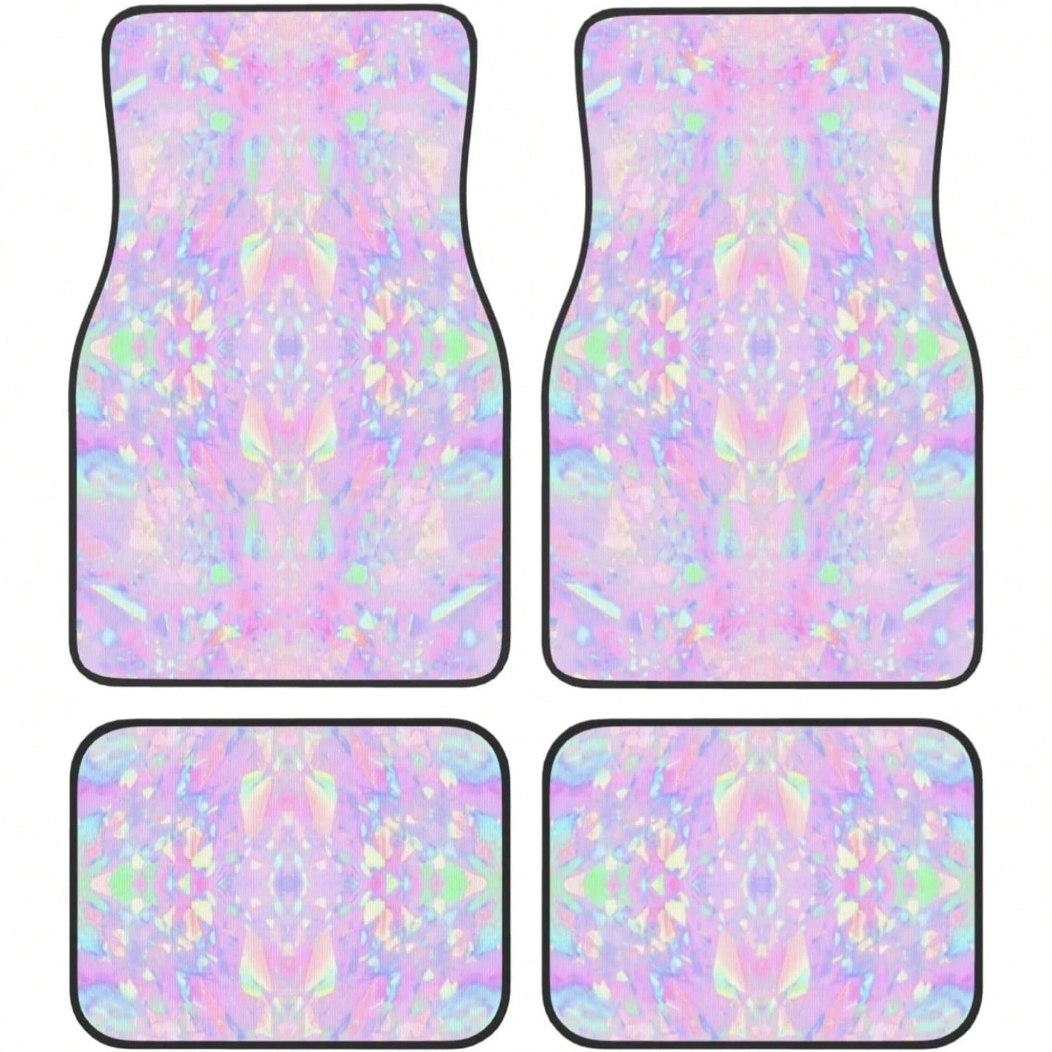 Car Mats Set Of 4 Iridescent Rainbow Opal Dripping Glitter-1 Floor Mats For Cars Universal Front Rear Vehicle Rugs Auto Accessories For Truck Sedan