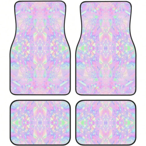 Car Mats Set Of 4 Iridescent Rainbow Opal Dripping Glitter-1 Floor Mats For Cars Universal Front Rear Vehicle Rugs Auto Accessories For Truck Sedan