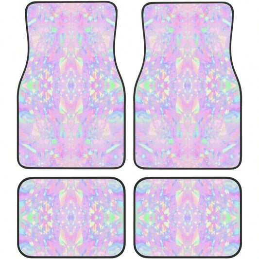 Car Mats Set Of 4 Iridescent Rainbow Opal Dripping Glitter-1 Floor Mats For Cars Universal Front Rear Vehicle Rugs Auto Accessories For Truck Sedan