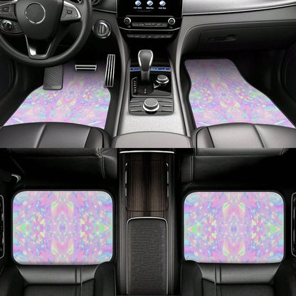 Car Mats Set Of 4 Iridescent Rainbow Opal Dripping Glitter-1 Floor Mats For Cars Universal Front Rear Vehicle Rugs Auto Accessories For Truck Sedan
