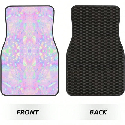 Car Mats Set Of 4 Iridescent Rainbow Opal Dripping Glitter-1 Floor Mats For Cars Universal Front Rear Vehicle Rugs Auto Accessories For Truck Sedan