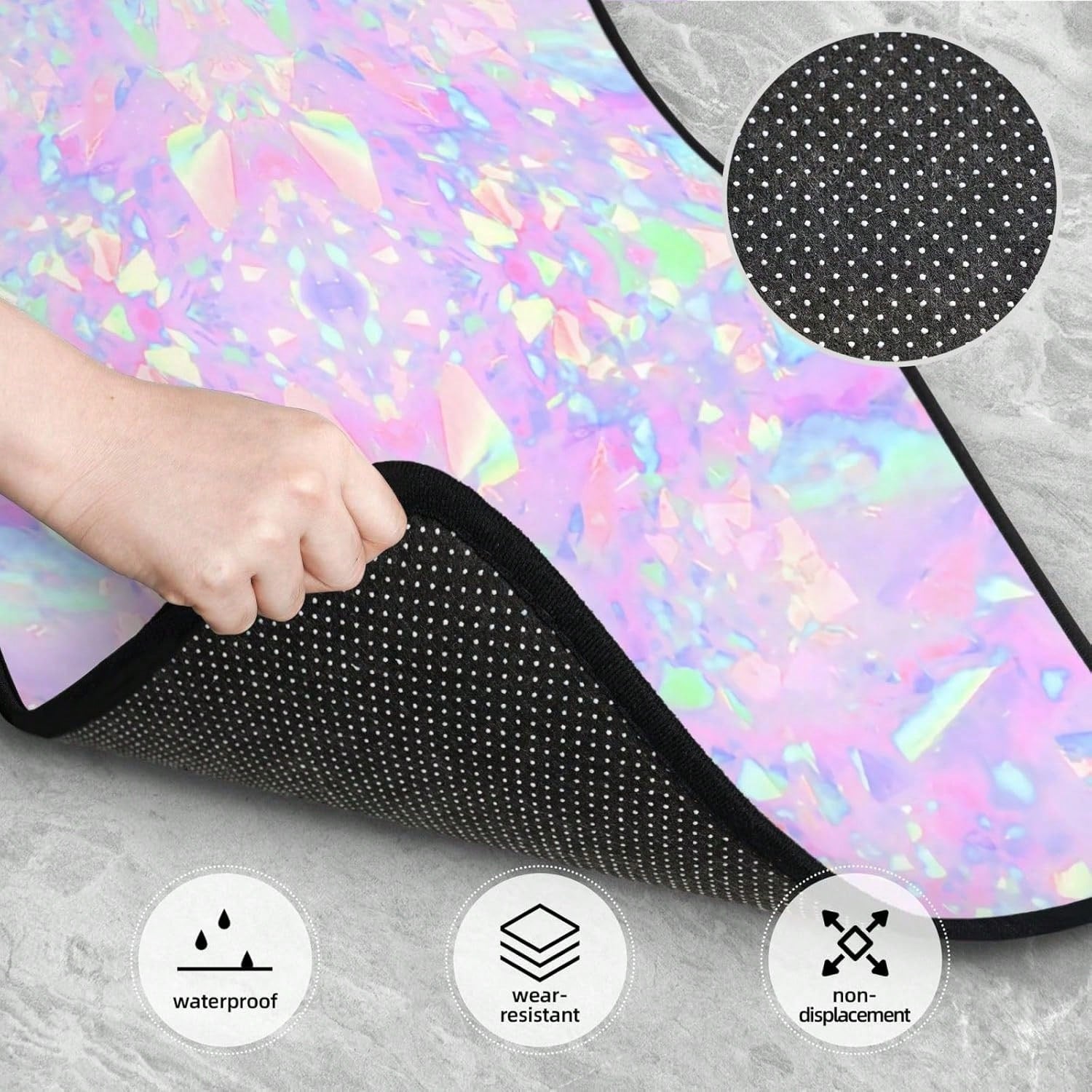 Car Mats Set Of 4 Iridescent Rainbow Opal Dripping Glitter-1 Floor Mats For Cars Universal Front Rear Vehicle Rugs Auto Accessories For Truck Sedan