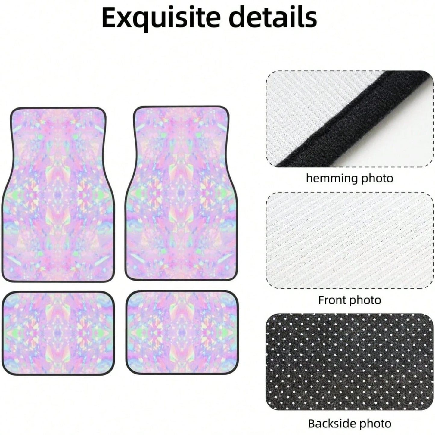Car Mats Set Of 4 Iridescent Rainbow Opal Dripping Glitter-1 Floor Mats For Cars Universal Front Rear Vehicle Rugs Auto Accessories For Truck Sedan