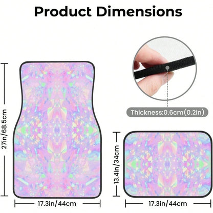 Car Mats Set Of 4 Iridescent Rainbow Opal Dripping Glitter-1 Floor Mats For Cars Universal Front Rear Vehicle Rugs Auto Accessories For Truck Sedan