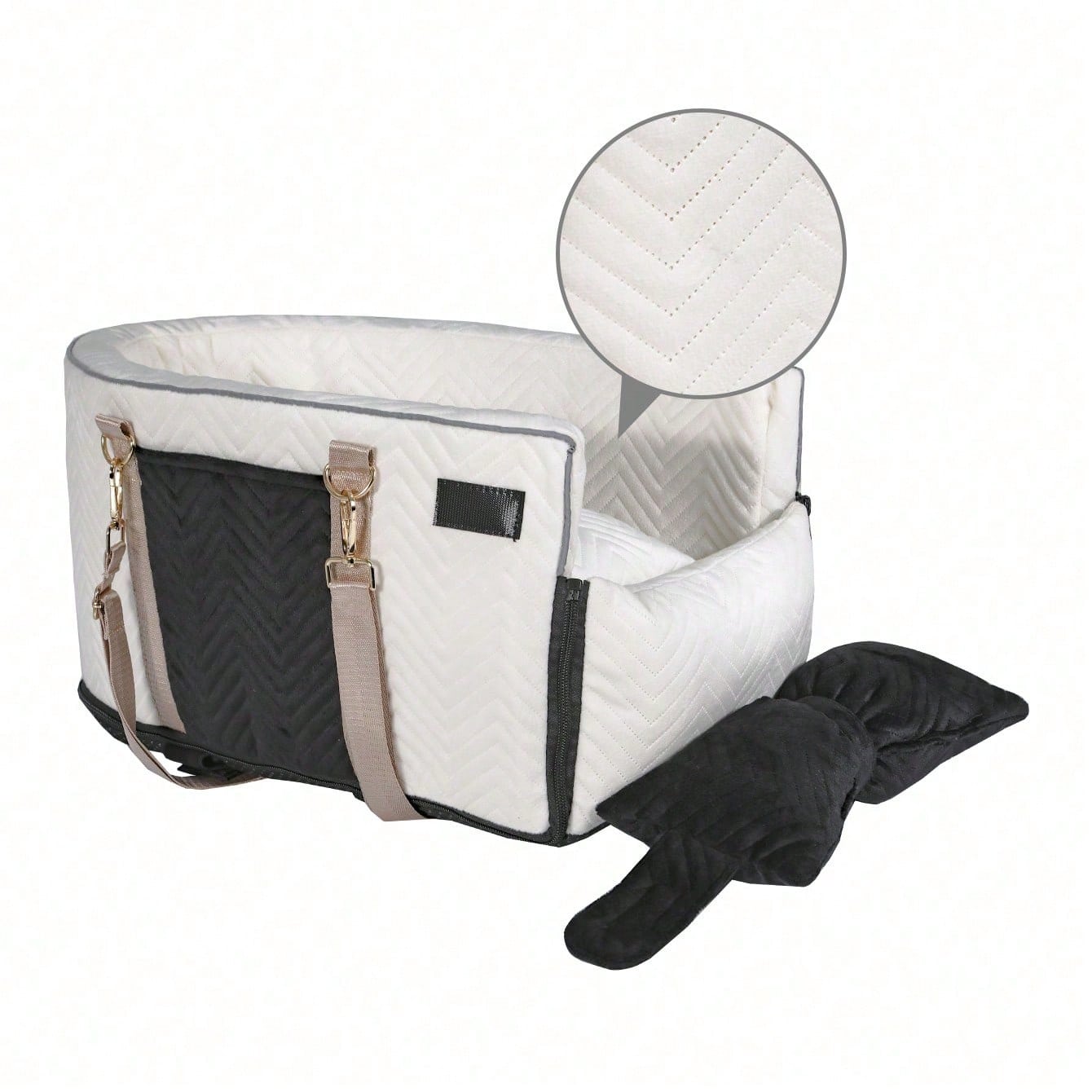Car Pet Center Console Seat- Car Pet Travel Bag, Surface Easy To Clean Fabric, Interior Plush, Soft Grip Filling, Compatible Front And Rear Seats- Essential For Dogs And Cats Traveling- Suitable Fo