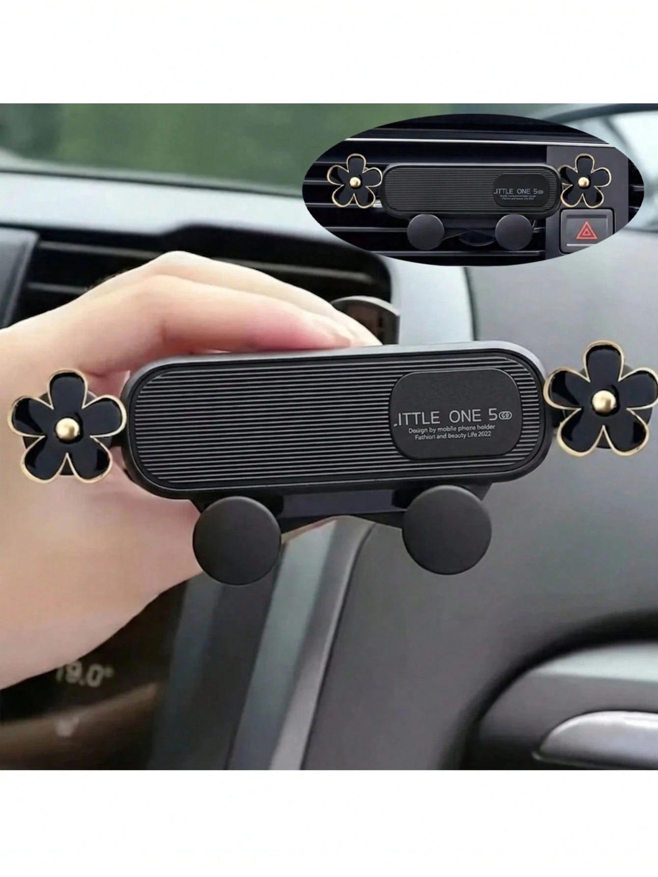 Car Phone Holder Oil Drop Flower Design Air Vent Mount Universal Horizontal/Vertical Navigation Bracket Stable Anti-Drop Auto-Locking