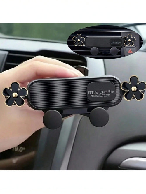 Car Phone Holder Oil Drop Flower Design Air Vent Mount Universal Horizontal/Vertical Navigation Bracket Stable Anti-Drop Auto-Locking