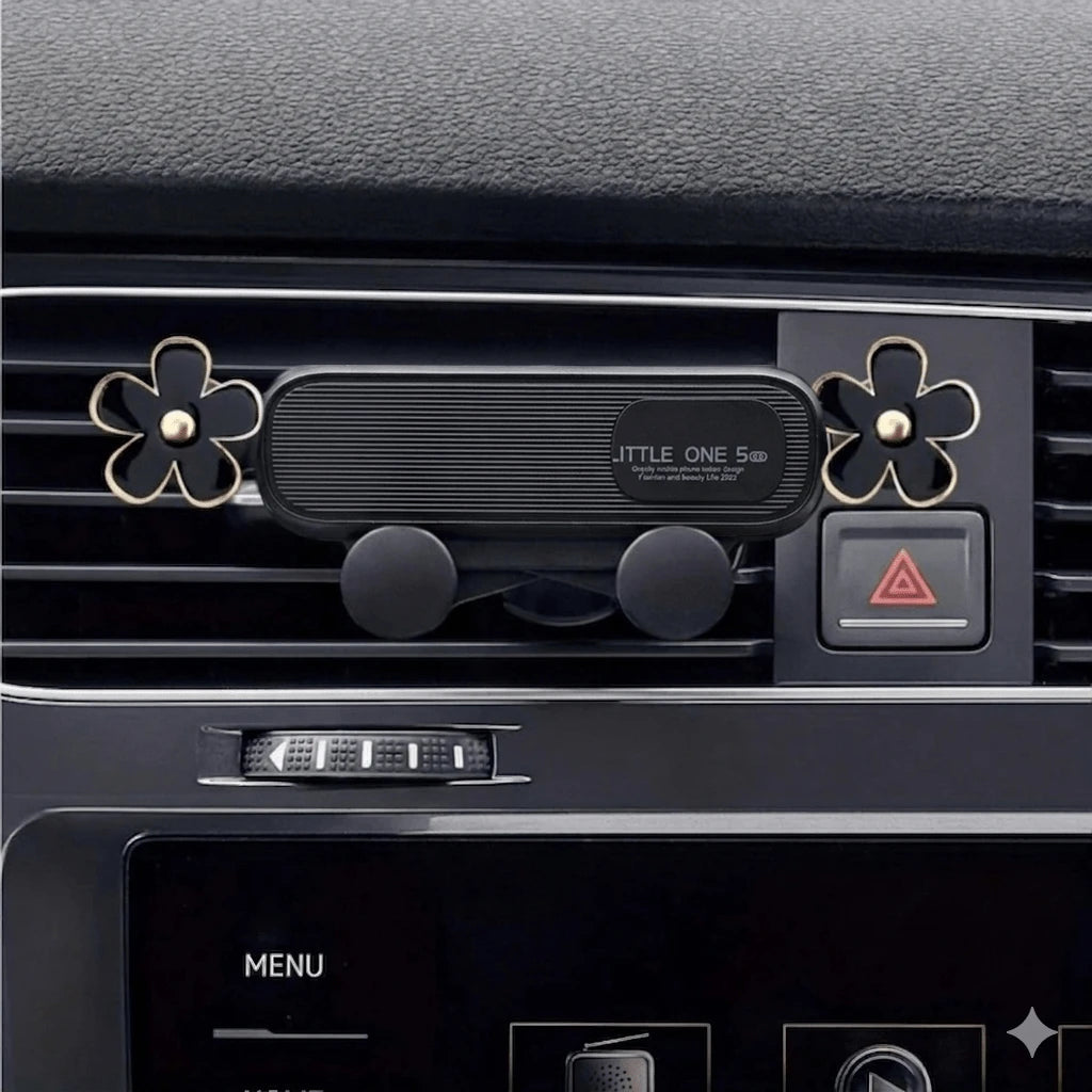 Car Phone Holder Oil Drop Flower Design Air Vent Mount Universal Horizontal/Vertical Navigation Bracket Stable Anti-Drop Auto-Locking