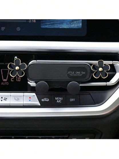 Car Phone Holder Oil Drop Flower Design Air Vent Mount Universal Horizontal/Vertical Navigation Bracket Stable Anti-Drop Auto-Locking