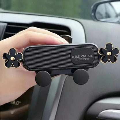 Car Phone Holder Oil Drop Flower Design Air Vent Mount Universal Horizontal/Vertical Navigation Bracket Stable Anti-Drop Auto-Locking