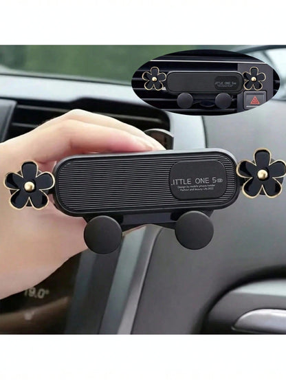 Car Phone Holder Oil Drop Flower Design Air Vent Mount Universal Horizontal/Vertical Navigation Bracket Stable Anti-Drop Auto-Locking