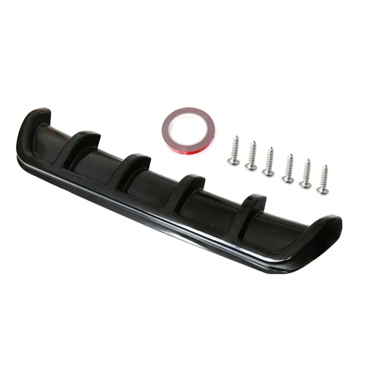 Car Rear Bumper Diffuser Lip 5 Fin Design, Universal Black Racing Spoiler Splitter, Compatible With Ford Mustang Camaro Challenger Charger Styling Accessories