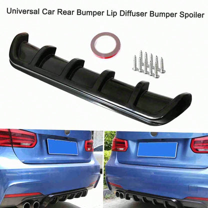 Car Rear Bumper Diffuser Lip 5 Fin Design, Universal Black Racing Spoiler Splitter, Compatible With Ford Mustang Camaro Challenger Charger Styling Accessories