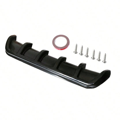 Car Rear Bumper Diffuser Lip 5 Fin Design, Universal Black Racing Spoiler Splitter, Compatible With Ford Mustang Camaro Challenger Charger Styling Accessories