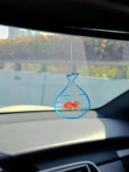 Car Rearview Mirror Goldfish Pendant, Car Interior Decoration, Auspicious Meaning, High Transparency, Cute Design