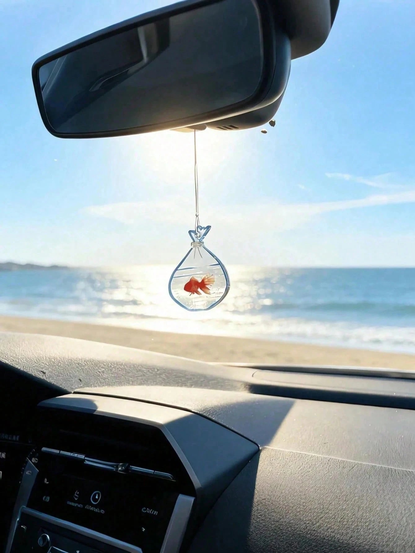 Car Rearview Mirror Goldfish Pendant, Car Interior Decoration, Auspicious Meaning, High Transparency, Cute Design