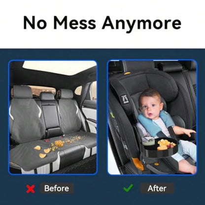 Car Seat Tray, Travel Tray With Cup Holder For Toddler Baby, Car Seat Food Snack Organizer For Road Trip, Stroller Snack Organizer Travel Must Haves Toddler Must Haves Black