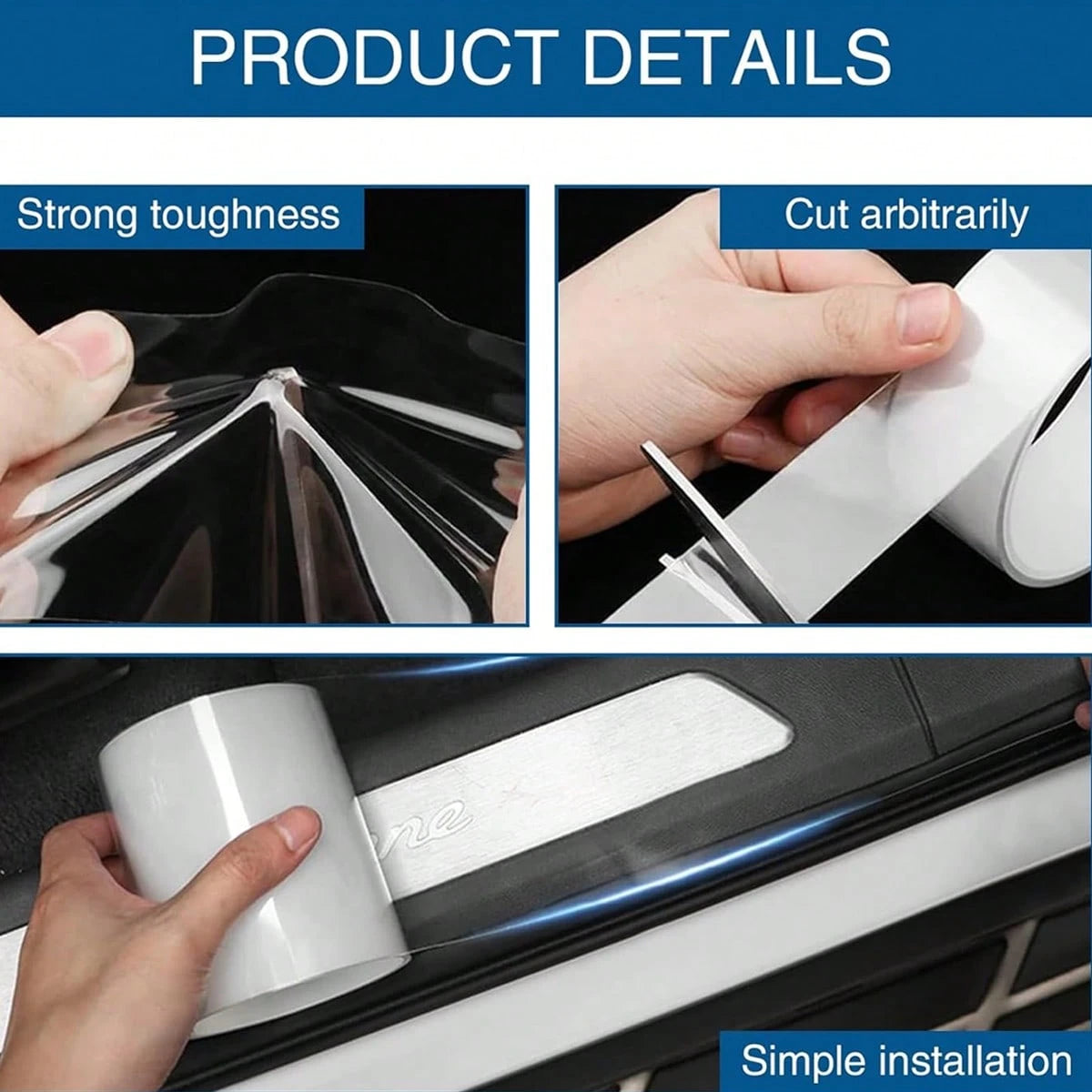 Car Sill Anti-Collision Sticker (Transparent), Door Side Trunk Anti-Stampede Invisible Decoration, Paint Anti-Scratch Protection Device, Suitable For Most Cars, Auto Parts