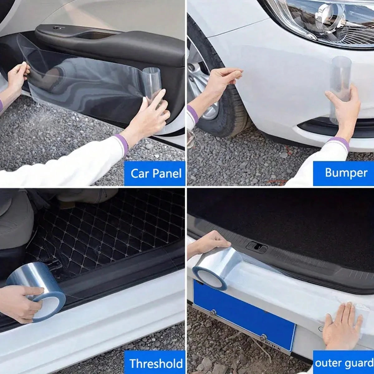 Car Sill Anti-Collision Sticker (Transparent), Door Side Trunk Anti-Stampede Invisible Decoration, Paint Anti-Scratch Protection Device, Suitable For Most Cars, Auto Parts