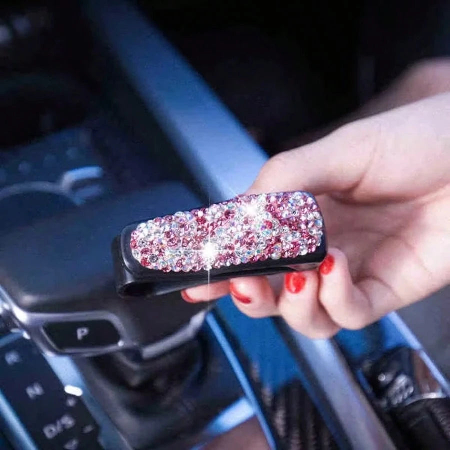 Car Sun Visor Mount Fashion Glasses Clip Holder Rhinestone Bracket Portable Fashion Glasses Crystal Clip Decoration Accessories