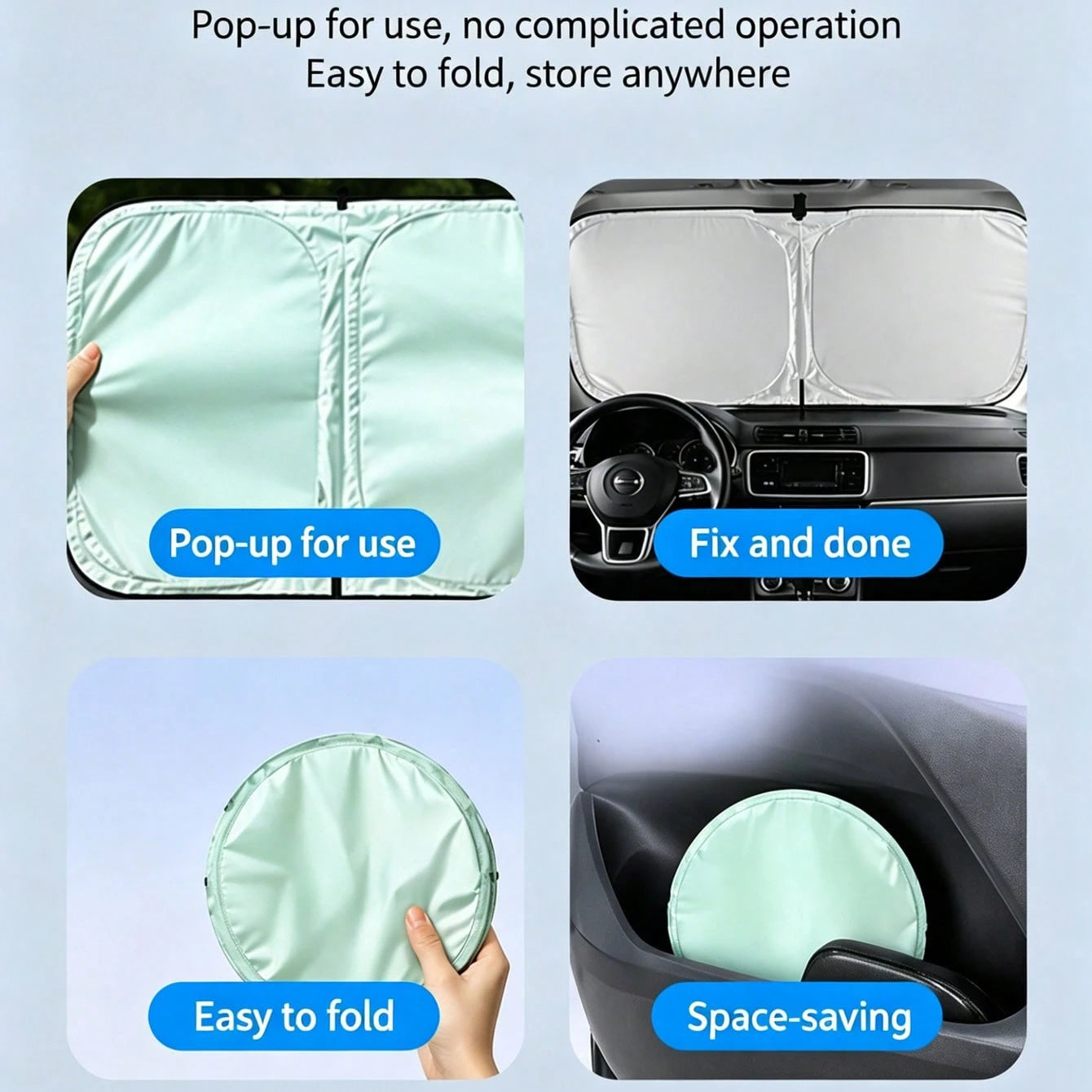 Car Sunshade, Front Windshield Sunshade, Heat Insulation Sunshade, Car Window Sunshade, Double-Layer Thickened Car Interior Sunshade