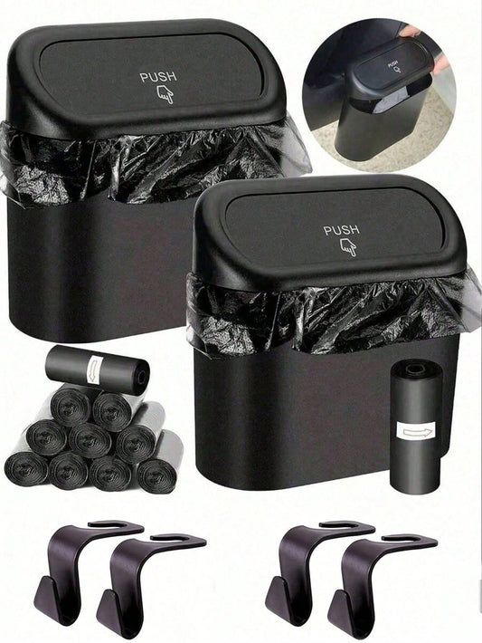 Car Trash Can With Lid, Leak-Proof Car Storage Box, Car Organizer, Hanging Mini Creative Car Trash Bin, Portable Hanging Trash Can Suitable For Multiple Car Models, Car Interior Accessories